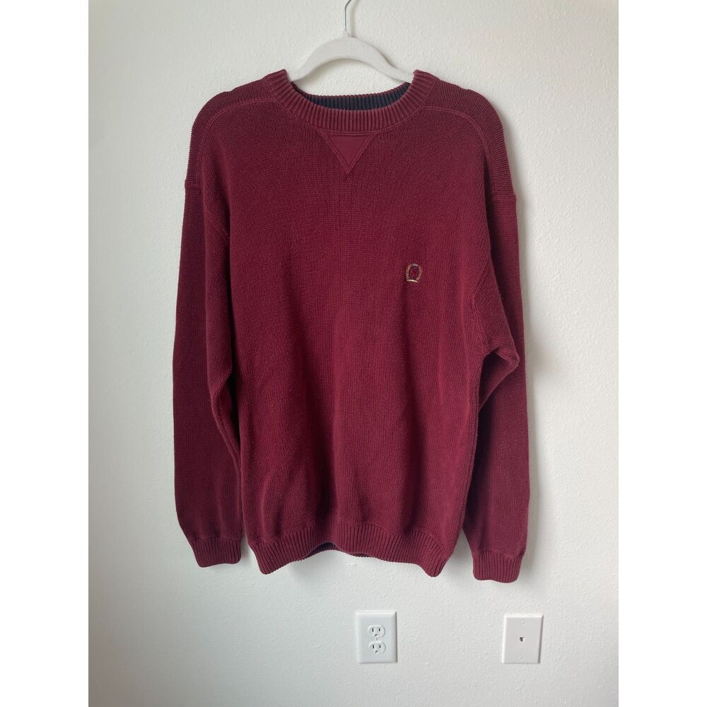 TOMMY HILFIGER Vintage Maroon Knit Sweater M 90s Grunge Oversized Crewneck